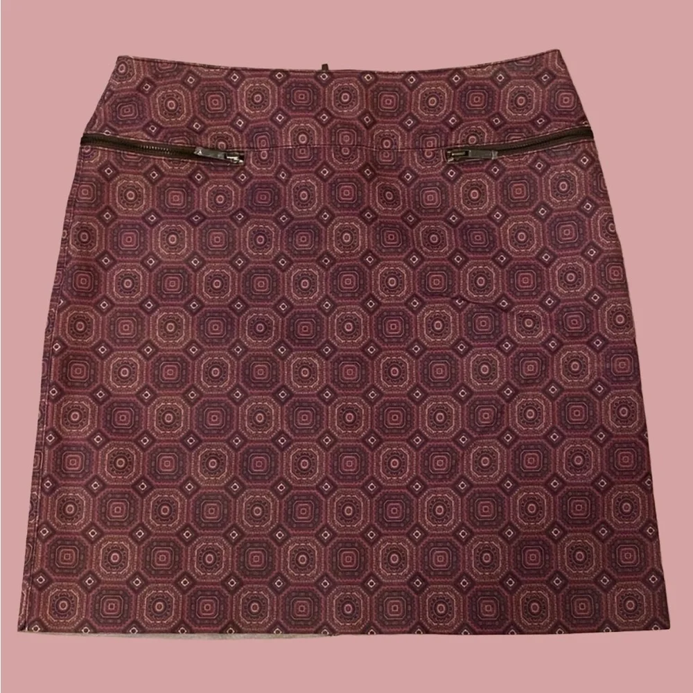 W by Worth Leather Print  Turkish Kilim Zipper Mini Skirt Sz 6